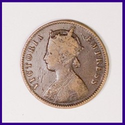 1886 One Quarter Anna Victoria Empress British India Coin