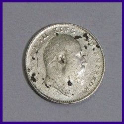 1906 Two Annas Silver Coin, Edward VII King, British India