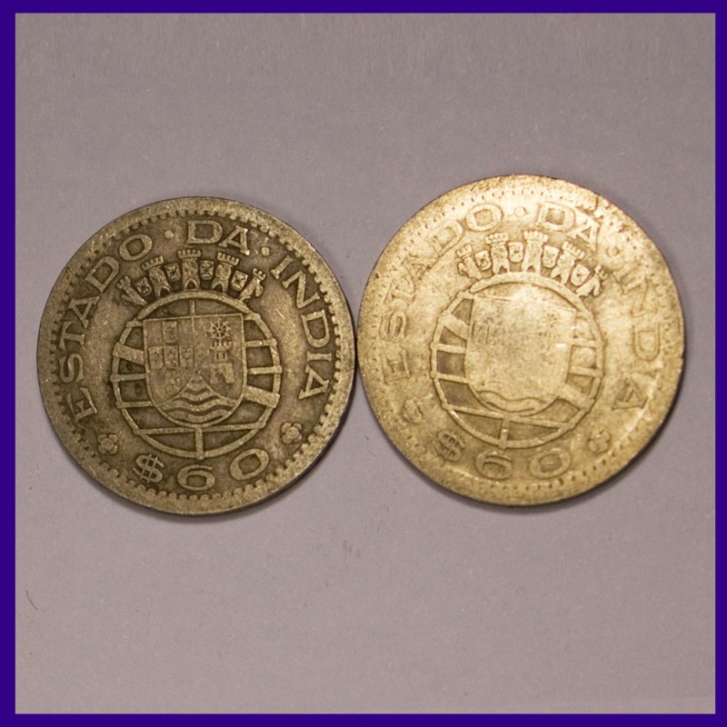 Portuguese Set Of Two 60 Centavos Cupro-Nickel Coins