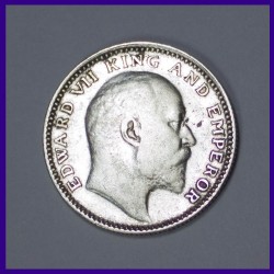 1906 Half Rupee Silver Coin Edward VII King British India