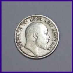 1910 Quarter (1/4) Rupee, Edward VII King, British India Silver Coin
