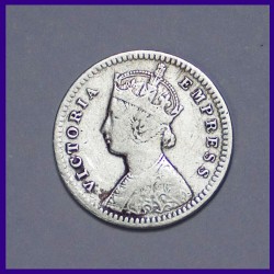 1889 Two Annas Victoria Empress Silver Coin