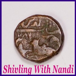 Indore 1/2 Anna Shivling With Nandi Bull Copper Coin