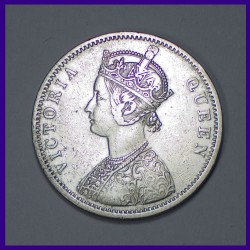 1874 Victoria Queen A/II One Rupee, Silver Coin, British India