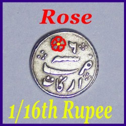 1/16th Rupee Madras Presidency Rose Mint Mark Silver Coin