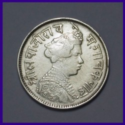 1954 Baroda Portrait Issue One Rupee Sayaji Rao III Silver Coin
