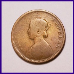 1877 Half (1/2) Anna Victoria Empress British India Coin