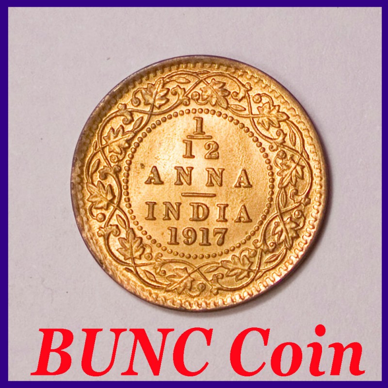 1917 1/12 Anna George V King Coin British India