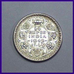 1942 Quarter Rupee George VI King Silver Coin