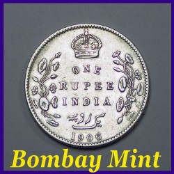 1906 One Rupee Edward VII Silver Coin British India