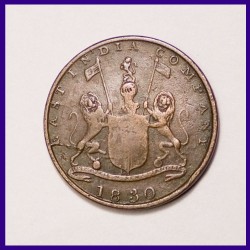 1830 Bombay Presidency Quarter Anna Tarazu Coin East India Company