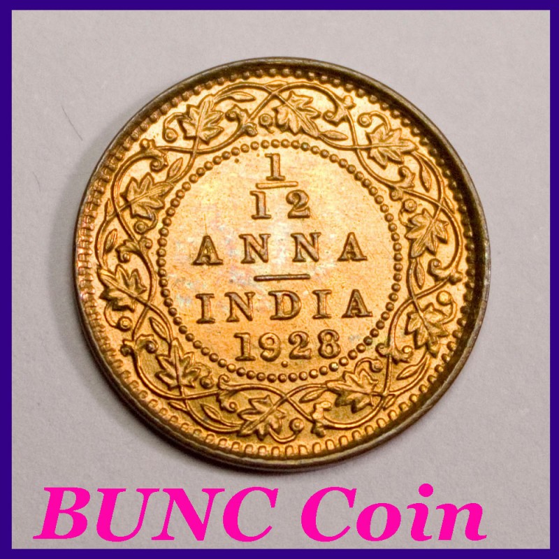 1/12th Anna 1928 George V King Bronze Coin British India
