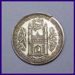 Hyderabad State 8 Annas Silver Coin Mir Usman Ali Khan