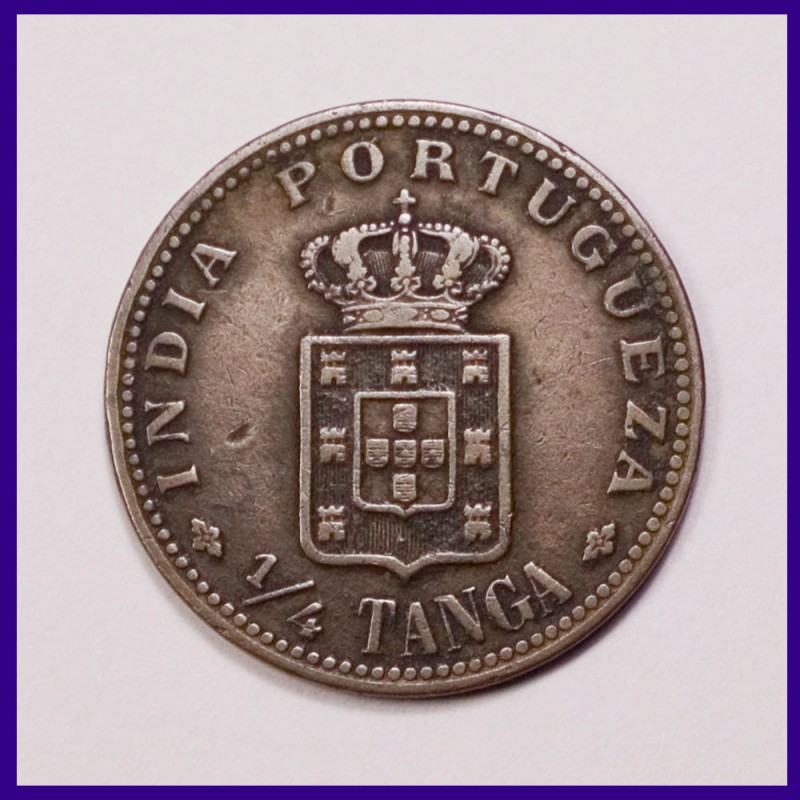 Portuguese Goa 1/4 Tanga - Carlos I Coin, MCMI
