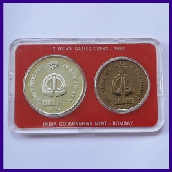 1982 UNC Set of 2 Coins IX Asian Games Republic India Coins