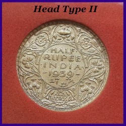 1939 Half Rupee 2 Varieties Certified Silver Coins George VI King - British India