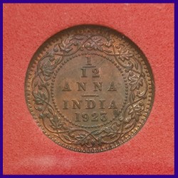 1923 Certified UNC 1/12 Anna Calcutta Mint George V King Coin, British India
