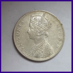 1893 UNC Victoria Empress One Rupee Silver Coin - British India
