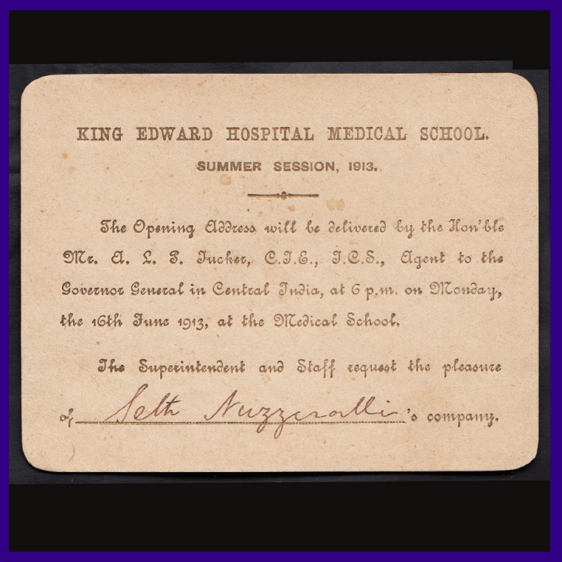 Invitation Card By King Edward Hospital Medical School