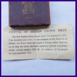 Crown 1951 Festival Of Britain 5 Shillings George VI Coin In Original Packing