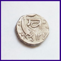 Baroda State Half Rupee Kha In Nagari - Khande Rao Silver Coin