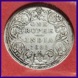 1862 Certified 1/2 Dot Bombay Mint Victoria Queen One Rupee Coin