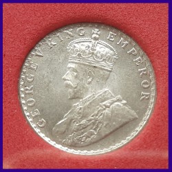 1918 Certified MS 1/4 (Quarter) Rupee George V Calcutta Mint British India Coin