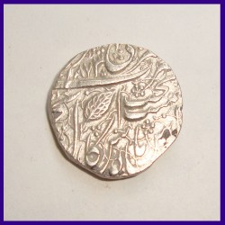 1873 Sikh One Rupee Leaf Mintmark Ranjit Singh Silver Coin