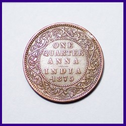Bombay Mint 1875 One Quarter Anna Victoria Queen British India Coin