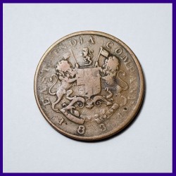 1834 Bombay Presidency Half (1/2) Anna - Tarazu Coin East India Company