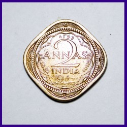 1944 Two Anna George VI King British India Coin
