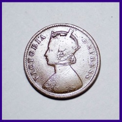 1884 One Quarter Anna Victoria Empress British India Coin