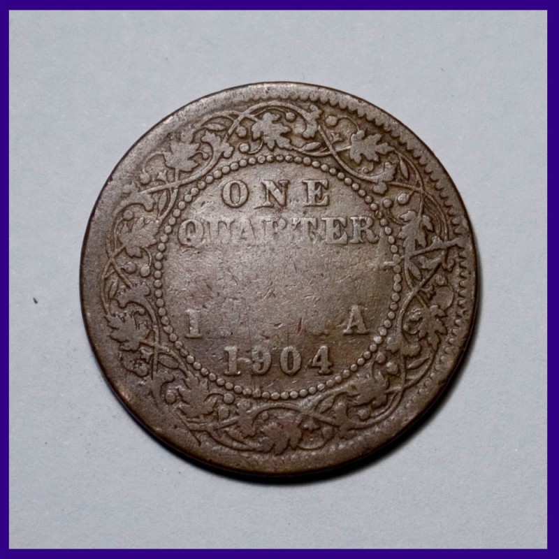 1904 One Quarter (1/4) Anna Edward VII King British India Coin