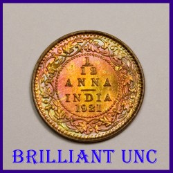 1921 BUNC 1/12 Anna Calcutta Mint George V King Coin, British India