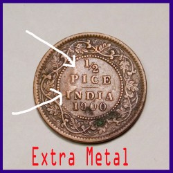 1900 Half (1/2) Pice Victoria Empress British India Coin