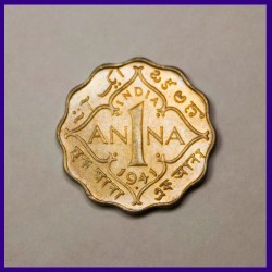 UNC 1941 One Anna George VI King, British India Coin