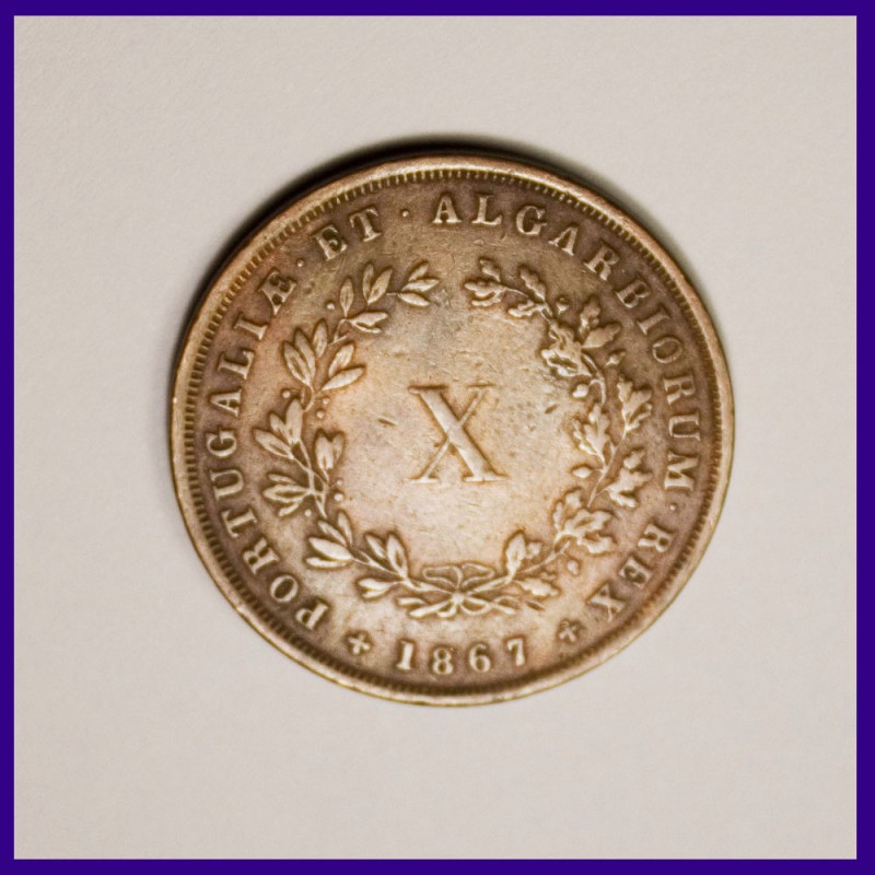 Portugal 1867 X Reis - Luiz I Copper Coin