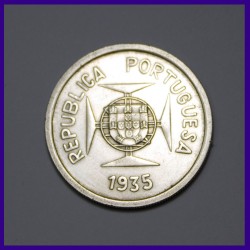 1935 One Rupia Portuguese India Silver Coin