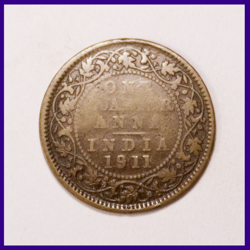 1911 One Quarter Anna - Bronze Coin - George V King - British India